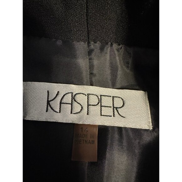 Kasper Separates Suit Jacket Blazer 14 Black Open Front 3/4 Long Sleeve - Picture 11 of 13